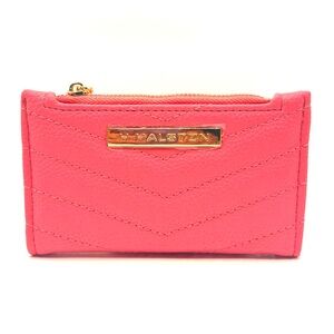 Halston Pink Faux Leather Wallet with Gold Logo Accent